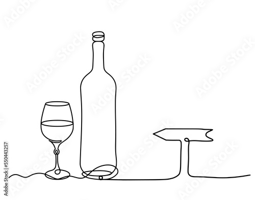 Drawing line wine with direction on the white background. Vector