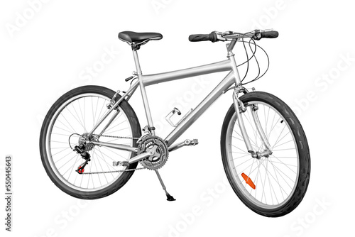 Silver colored unpainted entry-level mountain bike png with transparency