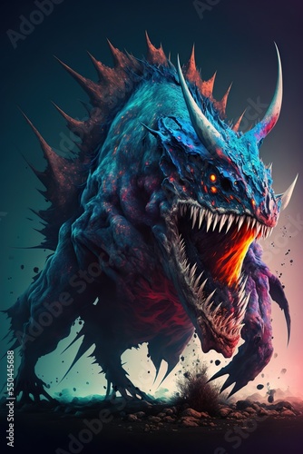 Vászonkép Epic hell beast monster horror on earth