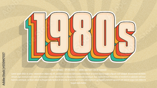 Vintage 1980s 3d sticker style editable text effect