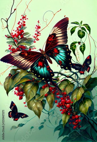 Midjourney abstract render of butteflies photo