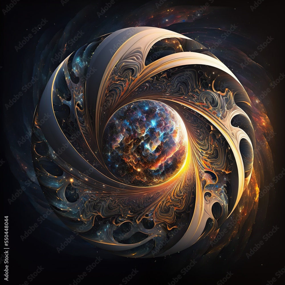 Colorful abstract background with sphere fractal swirl