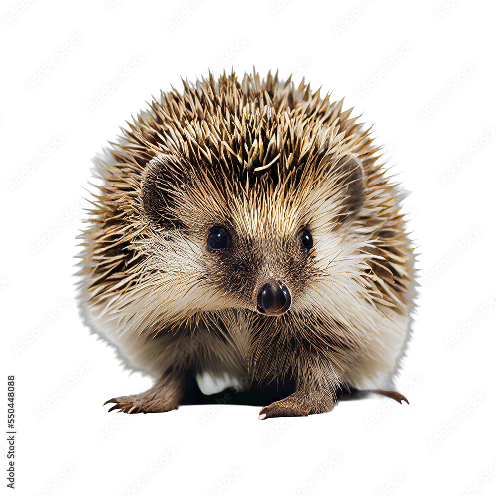 Obraz premium Wild hedgehog isolated on transparent background closeup photo. Generative AI