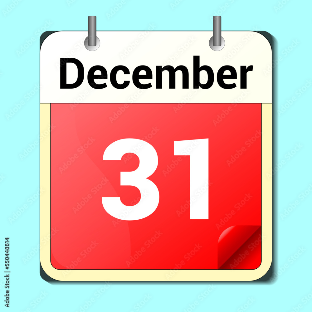 calendar vector drawing, date December 31 on the page calendar vector drawing, date December 31 on the page