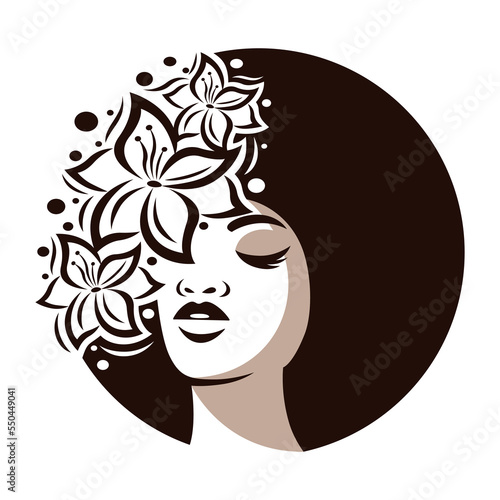 Beautiful african woman and beauty logo
