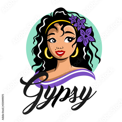 Modern beautiful gypsy woman logo