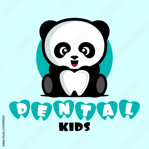 Modern tooth panda pediatric dentistry logo