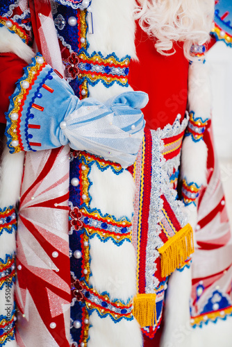 details of a traditional Father Frost costume. 