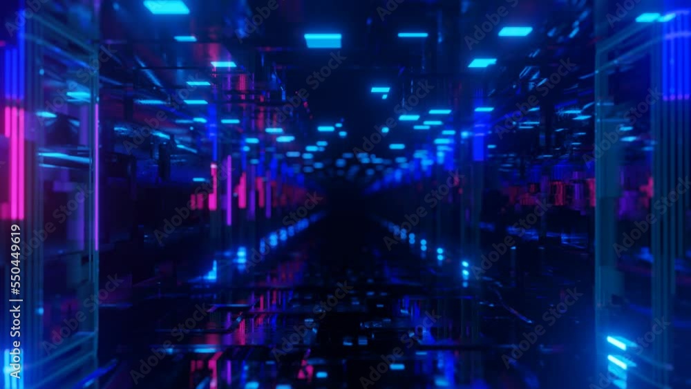 Hi-tech neon sci-fi tunel. Trendy neon glow lines form pattern and construction in mirror tunnel. Fly through technology cyberspace. 3d looped seamless 4k bright youth background. hi tech room Hi-tech neon sci-fi tunel. Trendy neon glow lines form pattern and construction in mirror tunnel. Fly through technology cyberspace. 3d looped seamless 4k bright youth background. hi tech room
