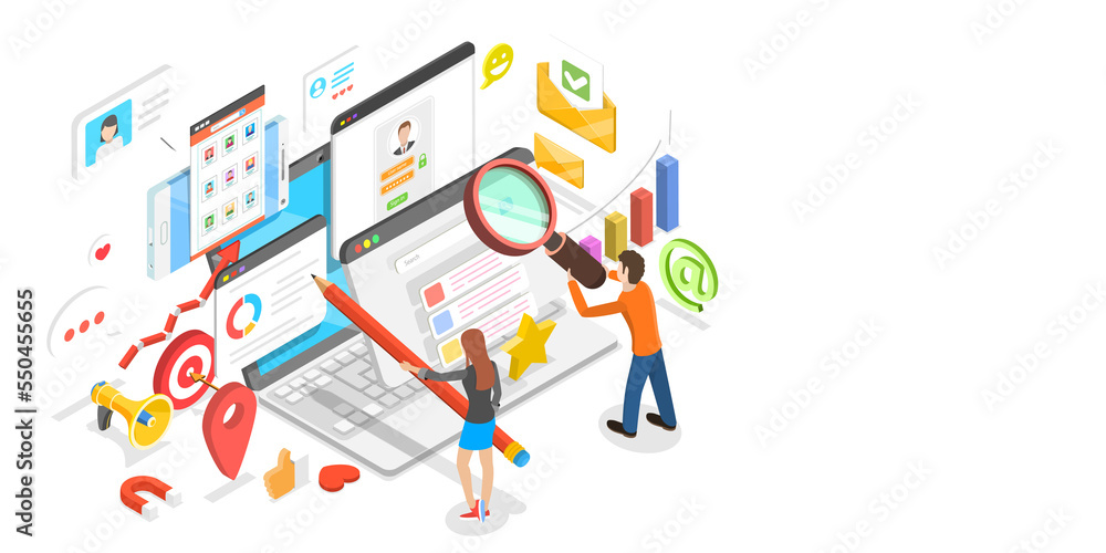 3D Isometric Flat Conceptual Illustration of Customer Data Platform 3D Isometric Flat Conceptual Illustration of Customer Data Platform