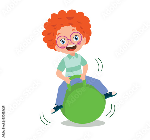 Kids Bouncing On Hopper Ball