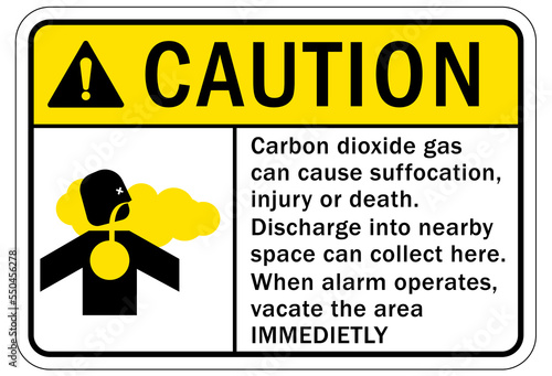 caution sign and label carbon dioxide denger