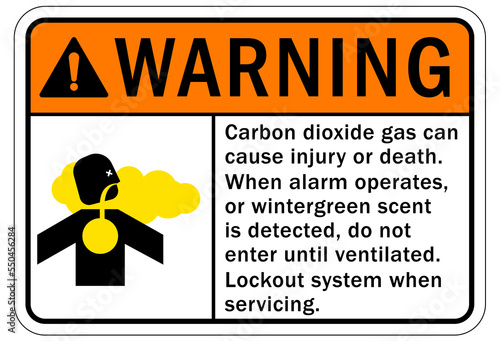 Warning sign and label carbon dioxide danger