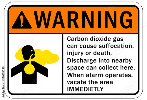Warning sign and label carbon dioxide danger