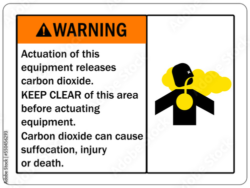 Warning sign and label carbon dioxide danger