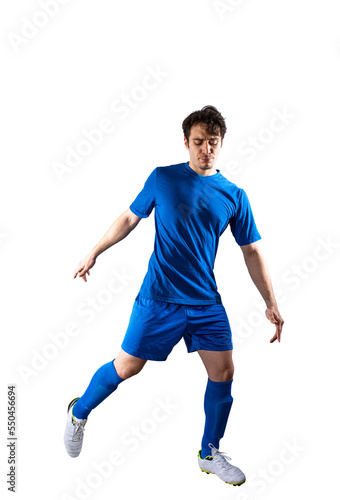 Soccer player play with soccerball during a football match