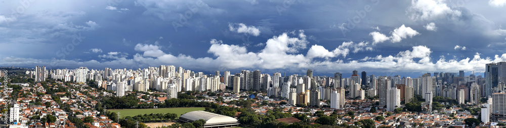 Panoramic view of a beautiful sky in cities. Sao Paulo, Brazil. 