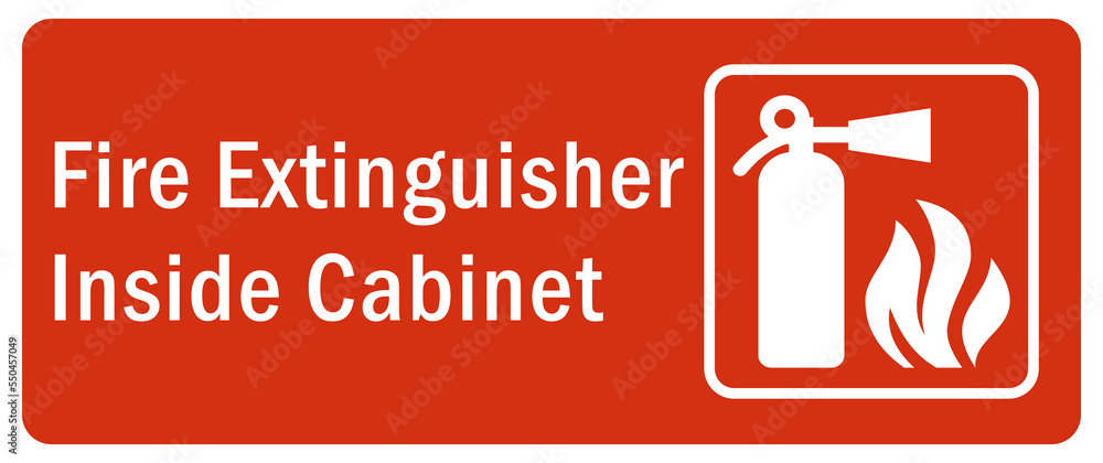 Fire extinguisher inside sign and labels Fire extinguisher inside sign and labels