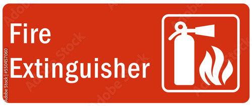 Fire extinguisher inside sign and labels