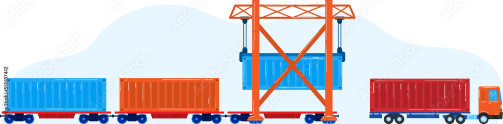 Cargo truck container for huge transport, vector illustration. Delivery transportation box, freight business logistic at car design.
