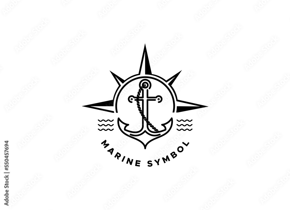 marine retro emblems logo with anchor, anchor logo - vector marine retro emblems logo with anchor, anchor logo - vector