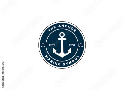marine retro emblems logo with anchor, anchor logo - vector