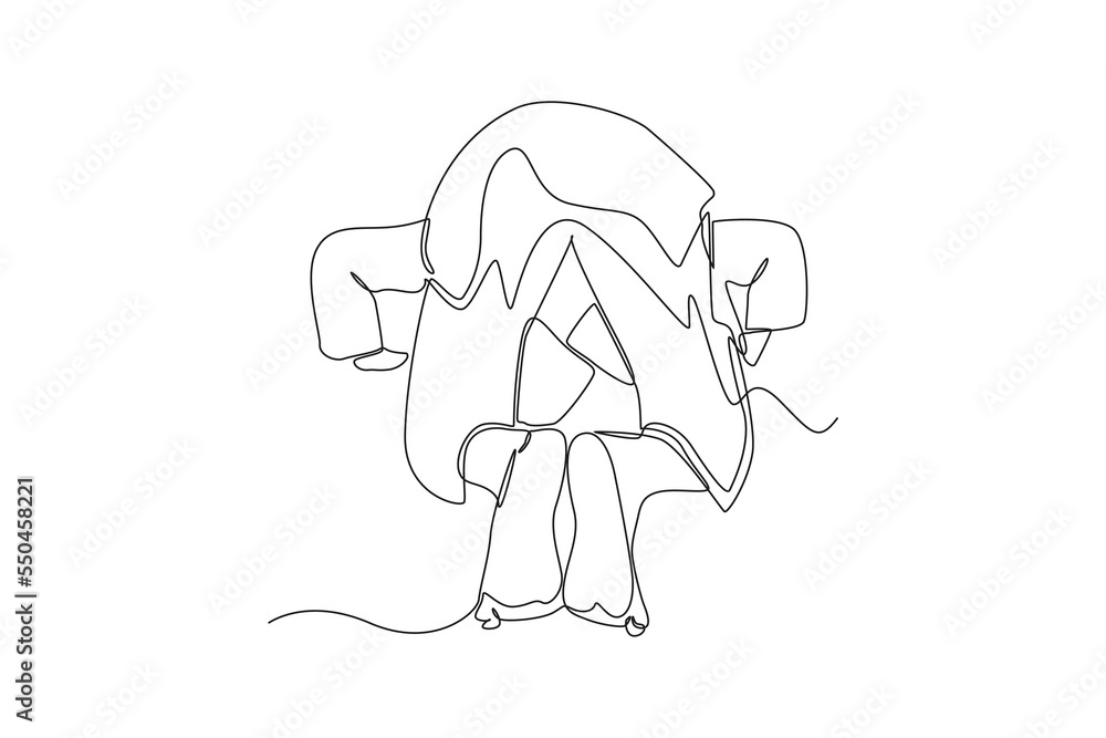 Single one line drawing Back view of the prostration prayer movement. Prayer movement concept for muslims. Continuous line draw design graphic vector illustration. Single one line drawing Back view of the prostration prayer movement. Prayer movement concept for muslims. Continuous line draw design graphic vector illustration.