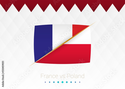 National football team France vs Poland, Round of 16. Soccer 2022 match versus icon.