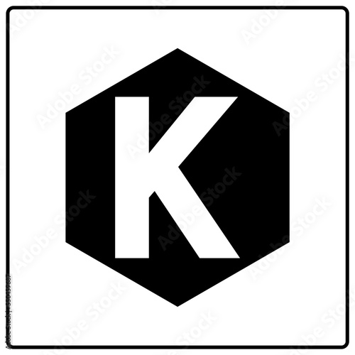 Fire classification sign and label class K cooking media letter symbol
