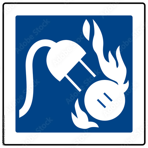 Fire classification sign and label class C fire electrical  picture symbol
