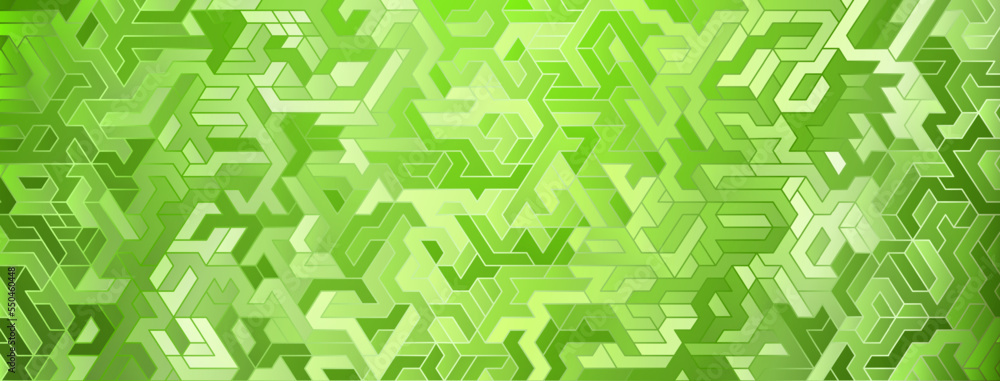 Abstract background with maze pattern in various shades of green colors