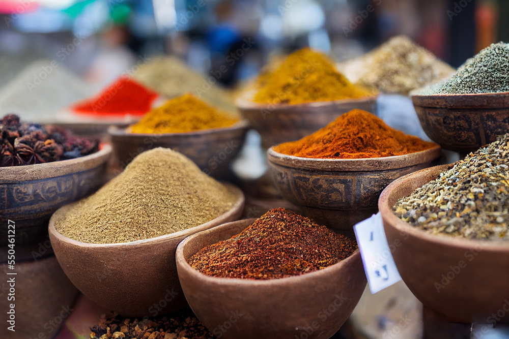 colorful arabic spices in an arabian souk
