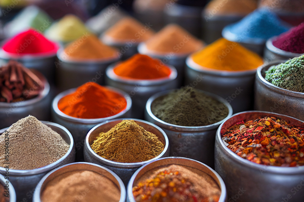 colorful arabic spices in an arabian souk colorful arabic spices in an arabian souk