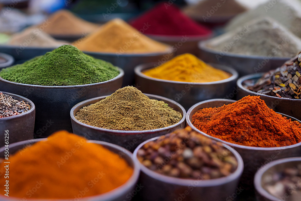 colorful arabic spices in an arabian souk colorful arabic spices in an arabian souk