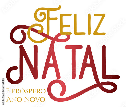 Feliz Natal Próspero Ano Novo Português Vetor