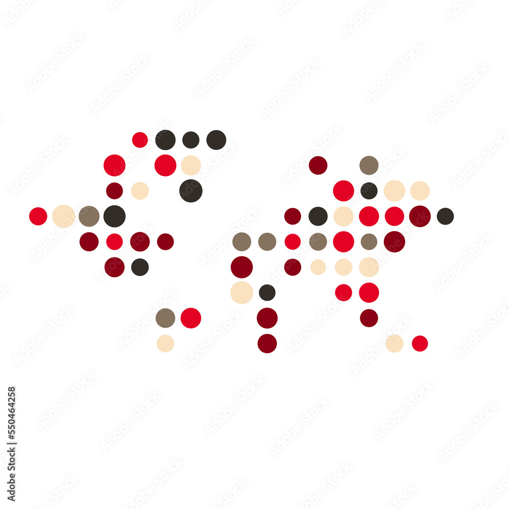 World Map Silhouette Pixelated generative pattern illustration World Map Silhouette Pixelated generative pattern illustration