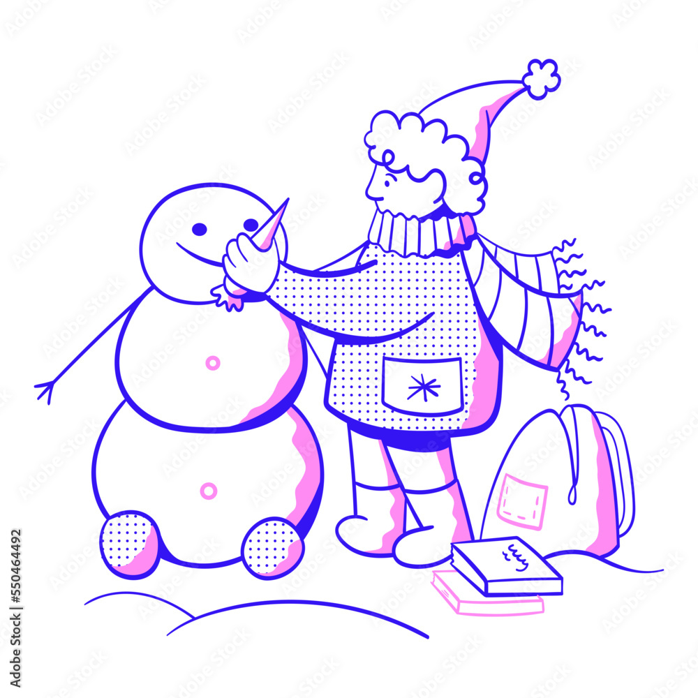 Student Making A Snowman For Christmas Student Making A Snowman For Christmas
