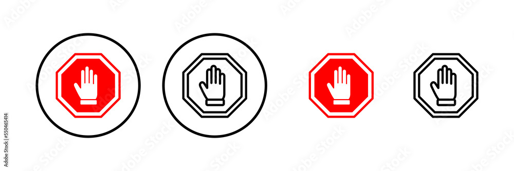 Stop icon vector illustration. stop road sign. hand stop sign and symbol. Do not enter stop red sign with hand Stop icon vector illustration. stop road sign. hand stop sign and symbol. Do not enter stop red sign with hand