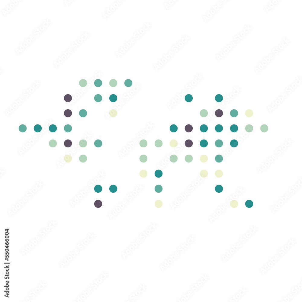 World Map Silhouette Pixelated generative pattern illustration World Map Silhouette Pixelated generative pattern illustration