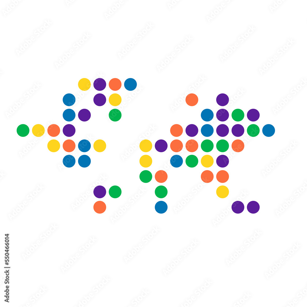 World Map Silhouette Pixelated generative pattern illustration World Map Silhouette Pixelated generative pattern illustration