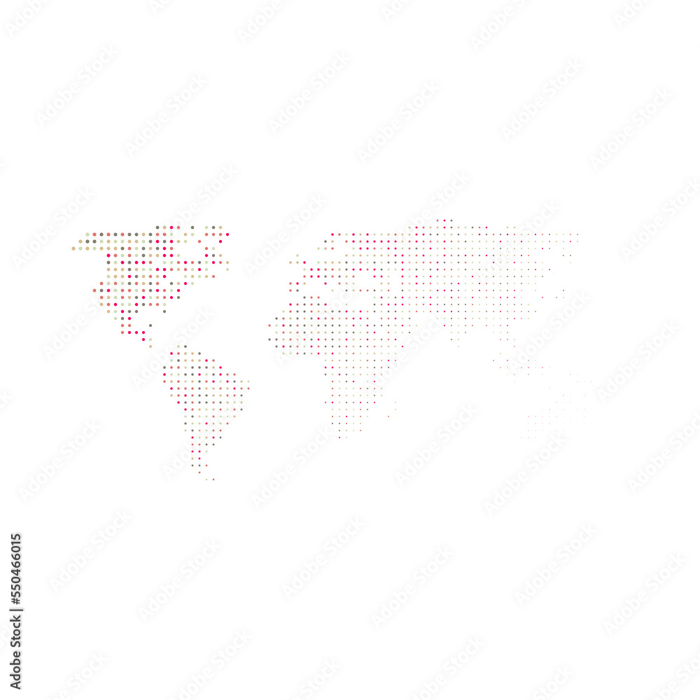 Fototapeta premium World Map Silhouette Pixelated generative pattern illustration