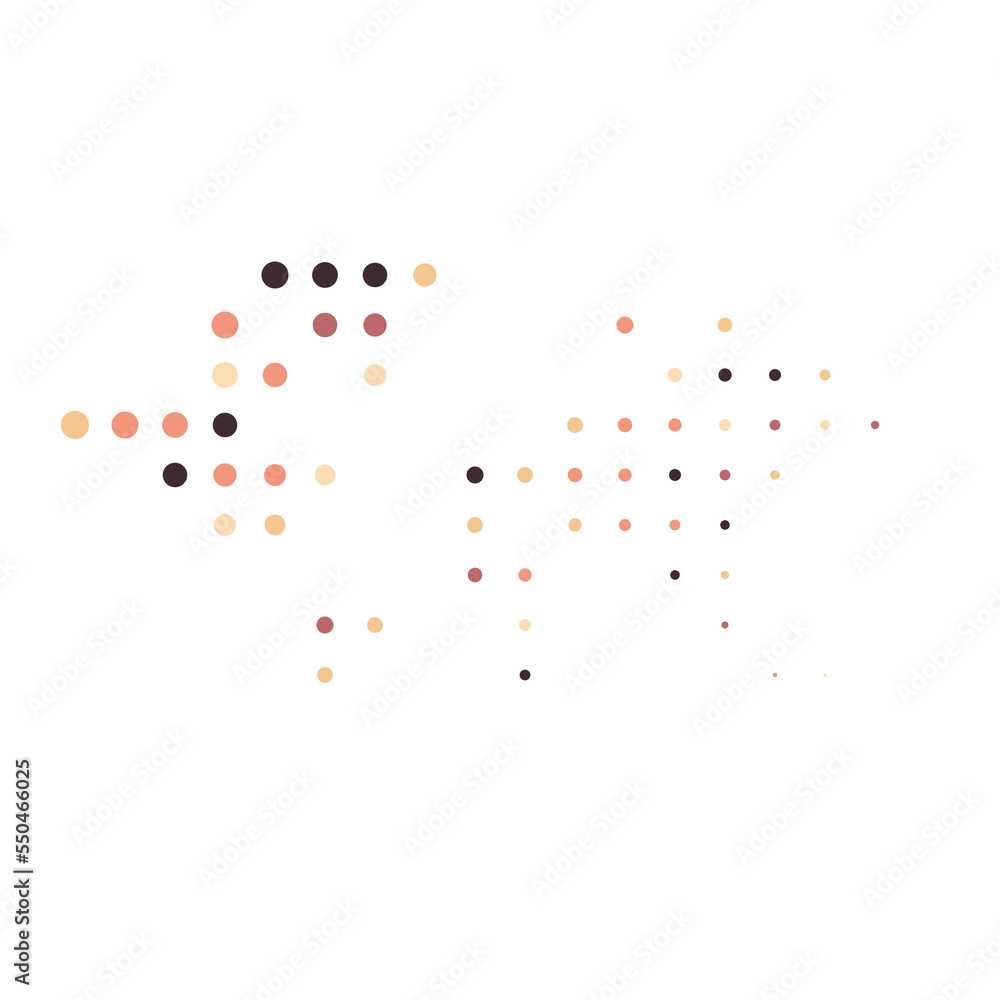 World Map Silhouette Pixelated generative pattern illustration