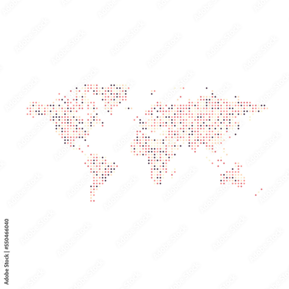 Fototapeta premium World Map Silhouette Pixelated generative pattern illustration
