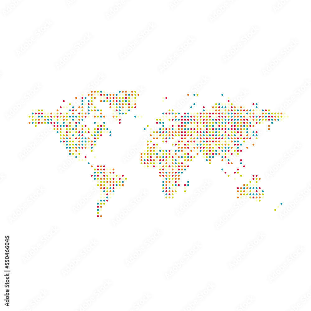 Obraz premium World Map Silhouette Pixelated generative pattern illustration