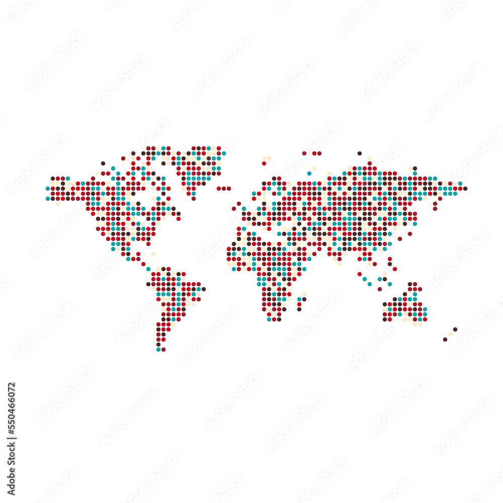 Fototapeta premium World Map Silhouette Pixelated generative pattern illustration