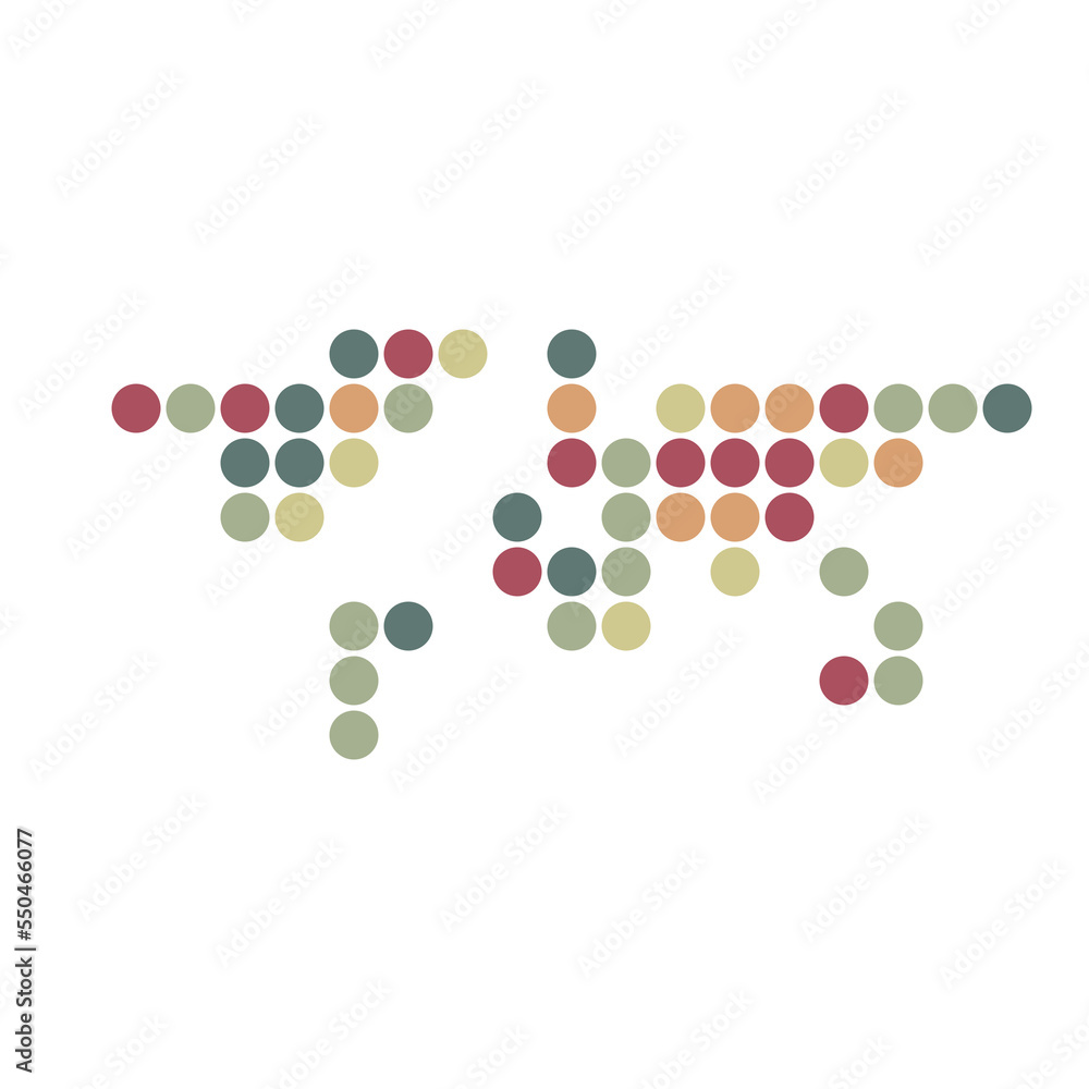 World Map Silhouette Pixelated generative pattern illustration World Map Silhouette Pixelated generative pattern illustration