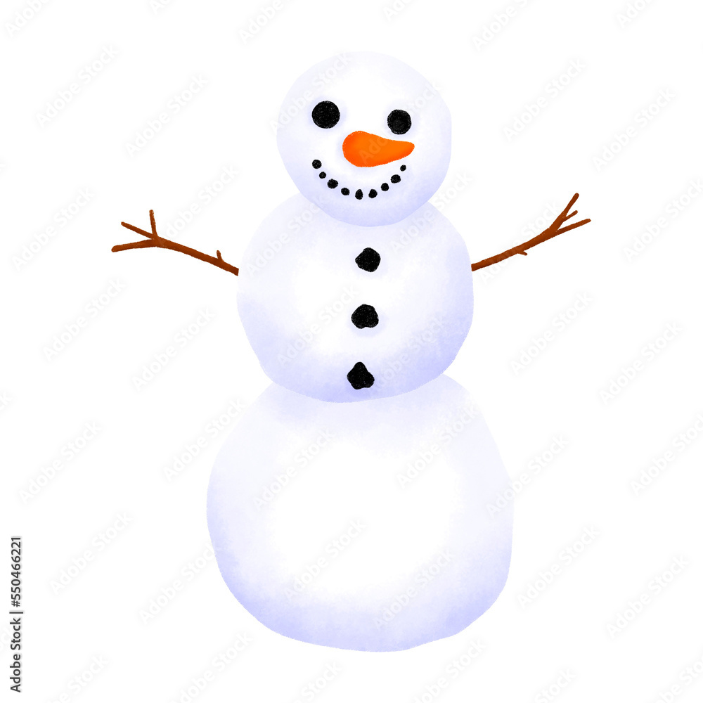 Snowman illustration with crayon effect png Snowman illustration with crayon effect png