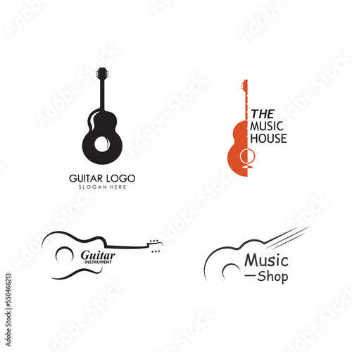 Guitar musical instrument Logo template with simple shape.