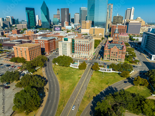 Aerial of Dealey Plaza Downtown Dallas Skyline photo