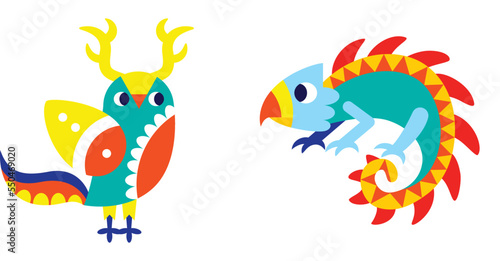 Isolated colored chameleon alebrije icon Vector